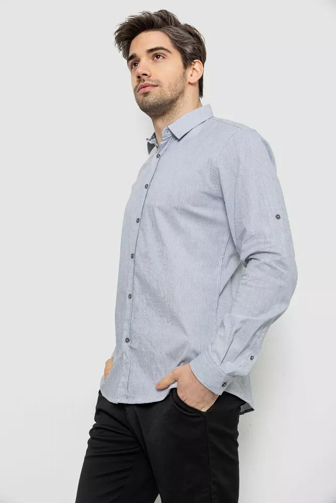 Купить Рубашка мужская в полоску, цвет серый, 186R6918-7 - Фото №3