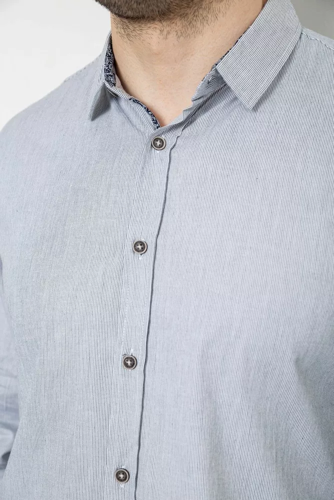 Купить Рубашка мужская в полоску, цвет серый, 186R6918-7 - Фото №5