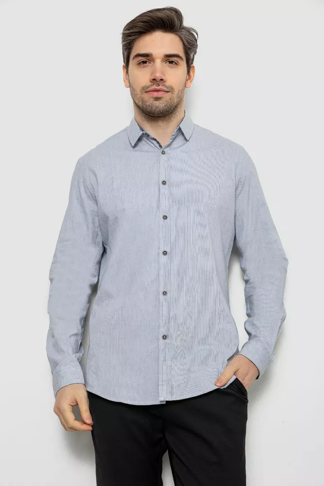 Купить Рубашка мужская в полоску, цвет серый, 186R6918-7 - Фото №1