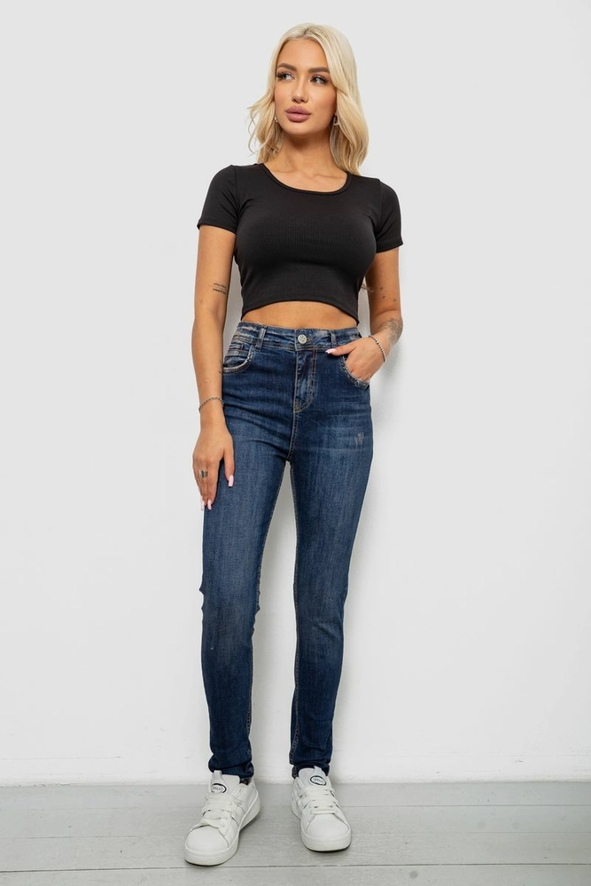 Купить Джинсы женские однотонные Skinny, цвет синий, 244R11989 - Фото №2