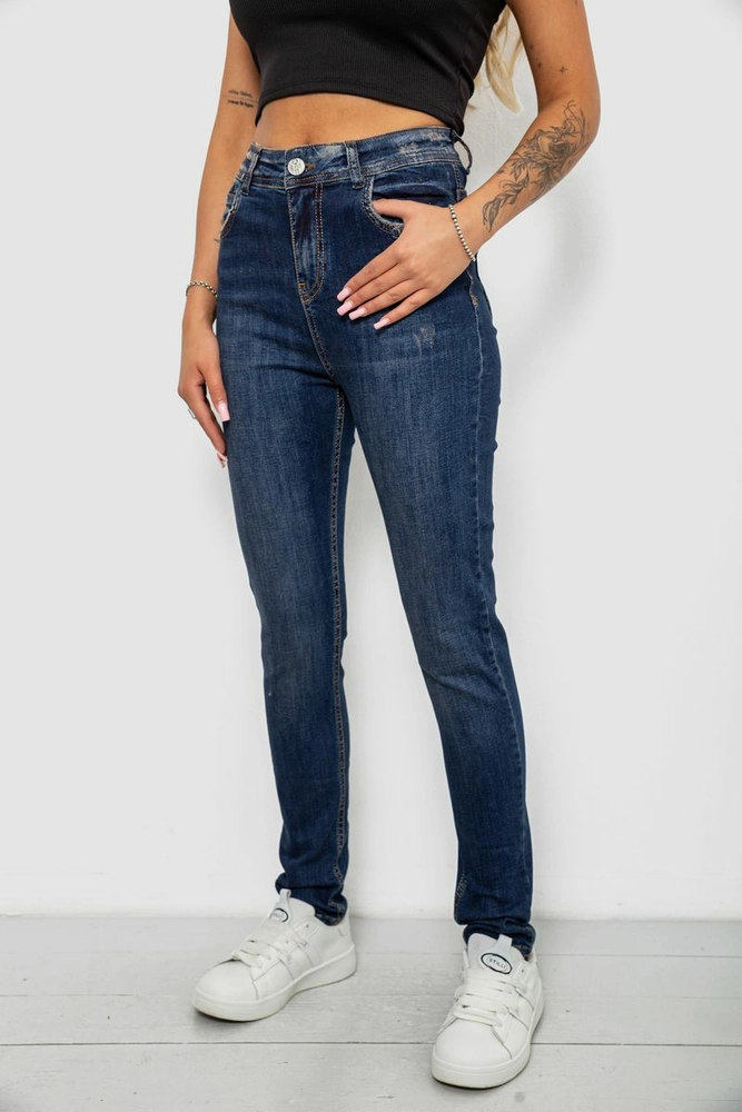 Купить Джинсы женские однотонные Skinny, цвет синий, 244R11989 - Фото №3