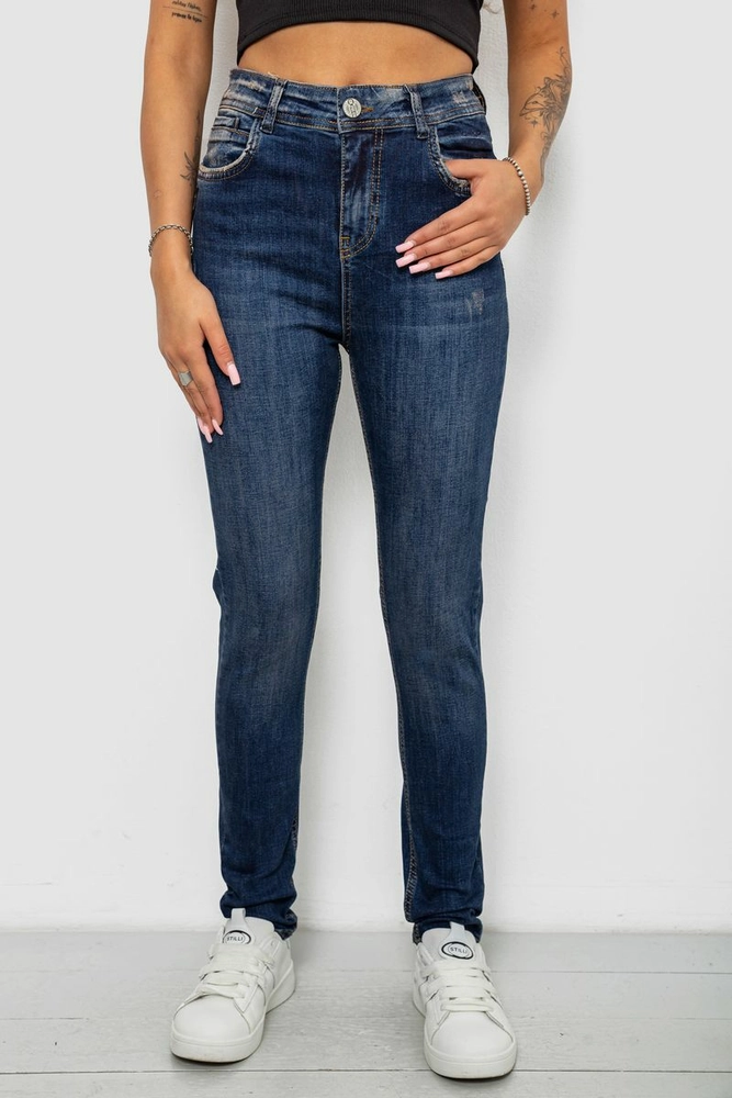 Купить Джинсы женские однотонные Skinny, цвет синий, 244R11989 - Фото №1