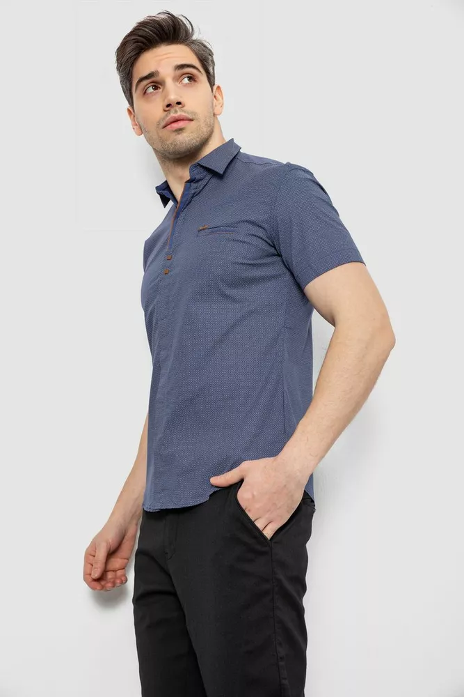 Купити Чоловіча сорочка з принтом, колір синій, 186R7022 - Фото №3