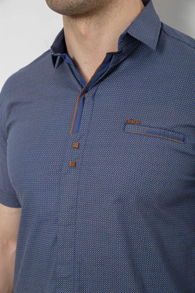 Купити Чоловіча сорочка з принтом, колір синій, 186R7022 - Фото №5