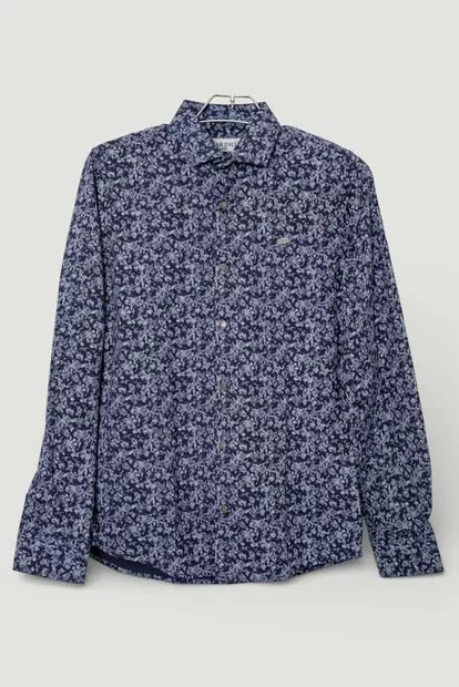 Сорочка чоловіча однотонна з принтом, колір синій, 186R2115