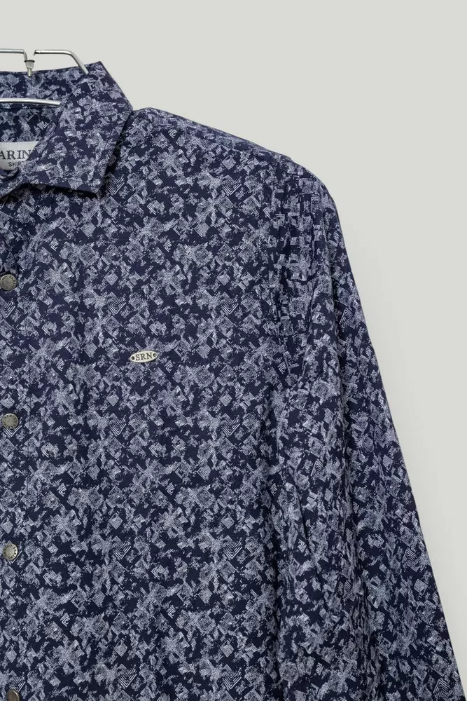 Купить Рубашка мужская однотонная с принтом, цвет синий, 186R2115 - Фото №2