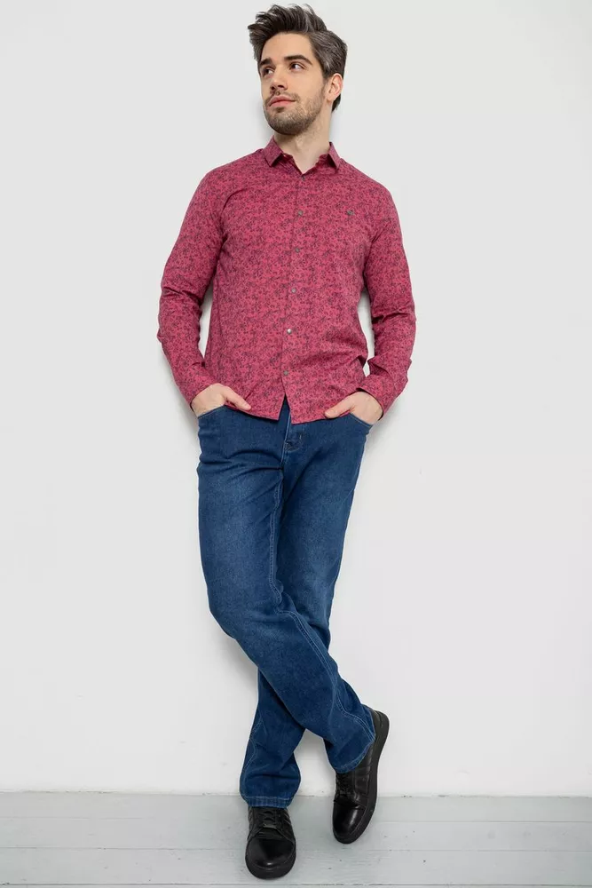 Купить Рубашка мужская однотонная с принтом, цвет сиреневый, 186R2115 - Фото №2