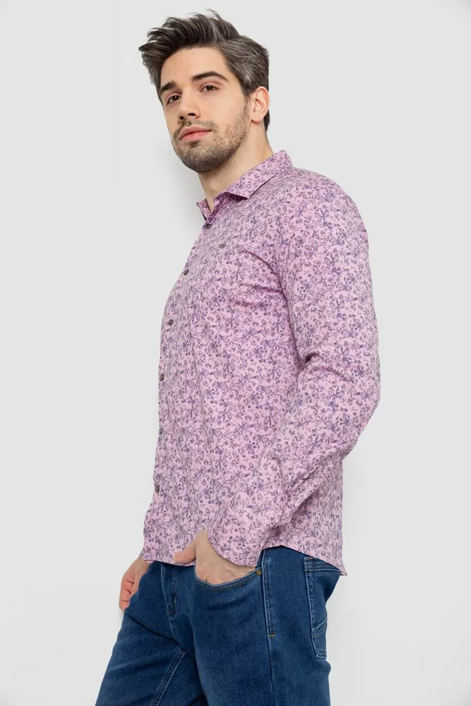 Купить Рубашка мужская однотонная с принтом, цвет сиреневый, 186R2115 - Фото №8
