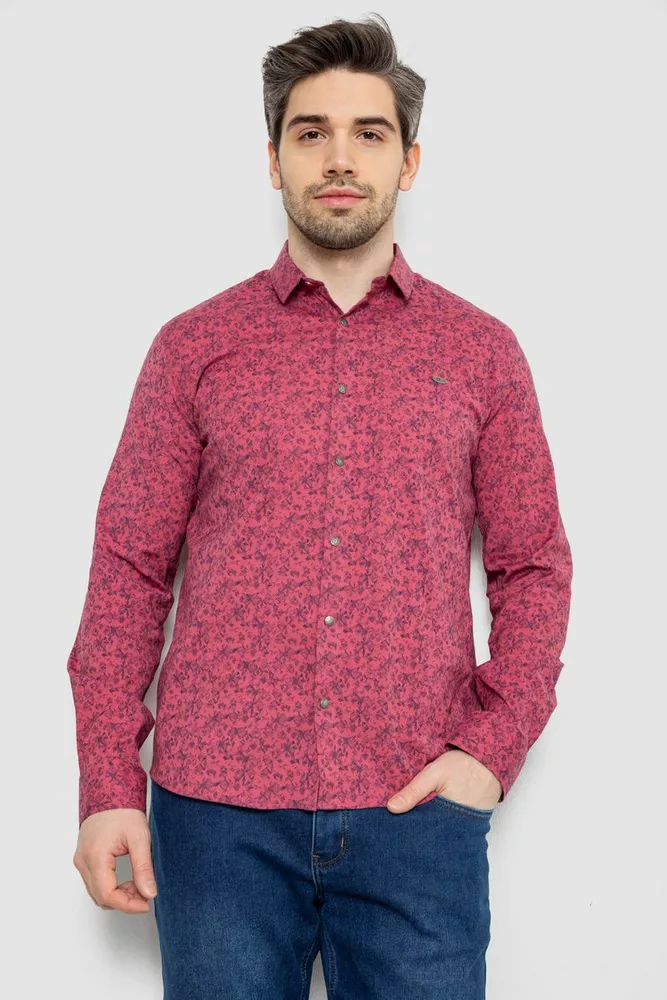 Купить Рубашка мужская однотонная с принтом, цвет сиреневый, 186R2115 - Фото №1