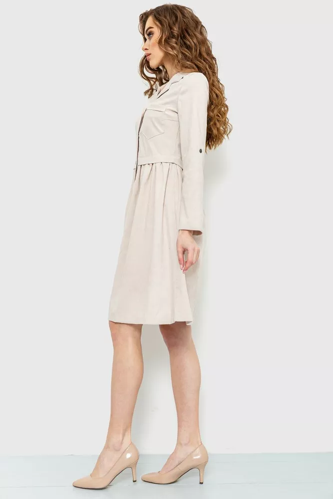 Купити Сукня вельветова, колір світло-бежевий, 230R020 - Фото №3