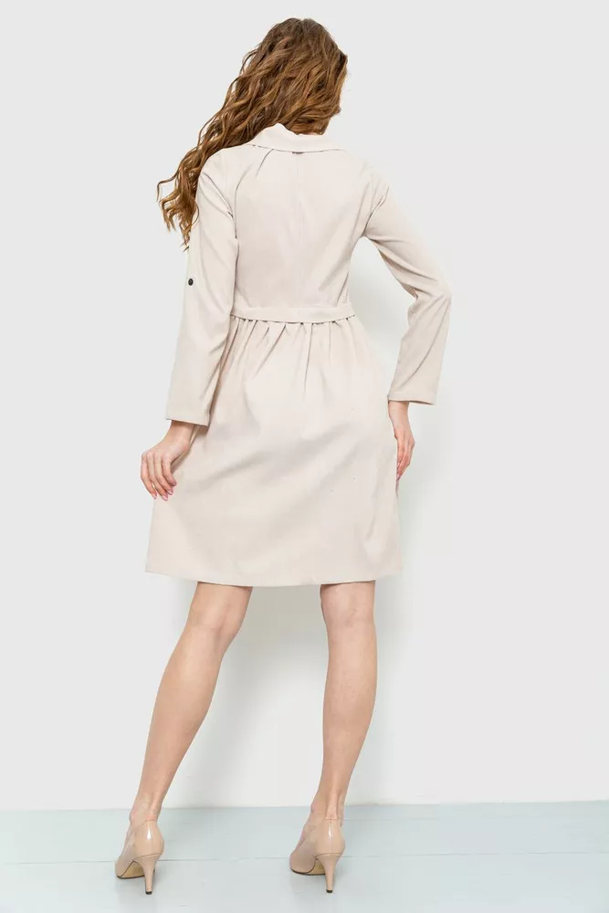 Купити Сукня вельветова, колір світло-бежевий, 230R020 - Фото №4