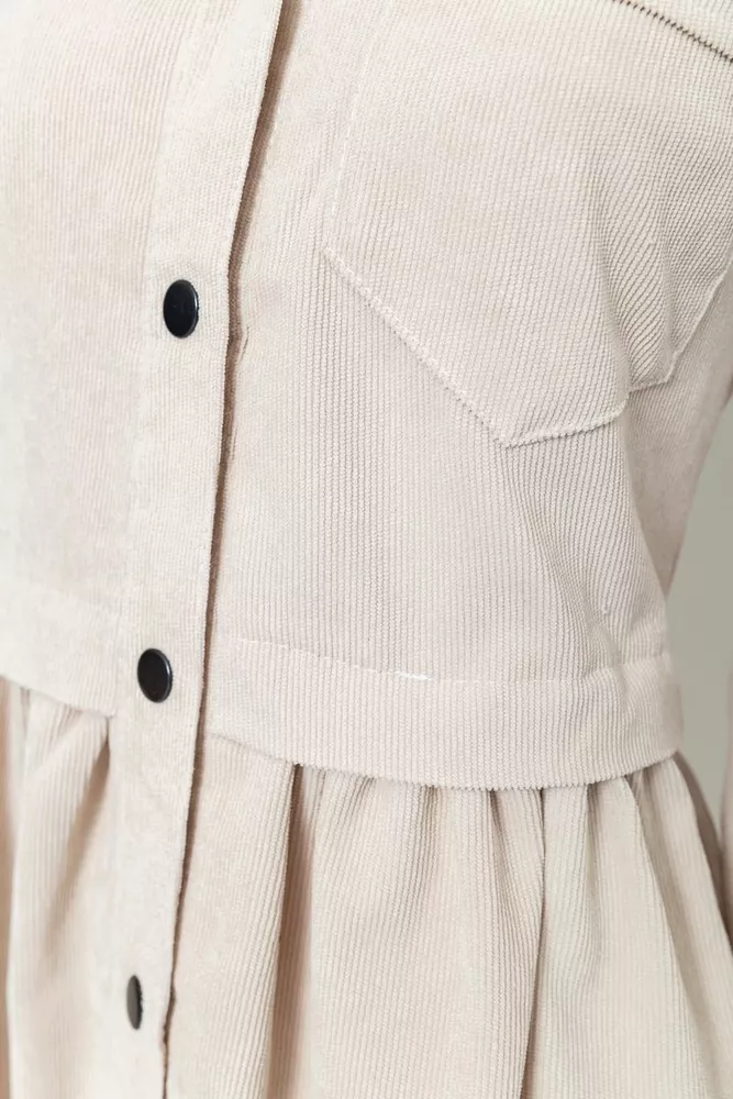 Купити Сукня вельветова, колір світло-бежевий, 230R020 - Фото №5