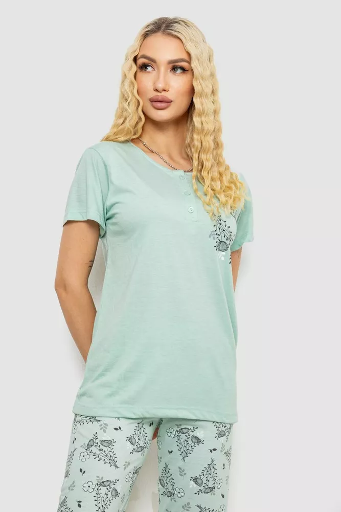Купити Піжама жіноча з принтом, колір м'ятний, 243R10305 - Фото №2