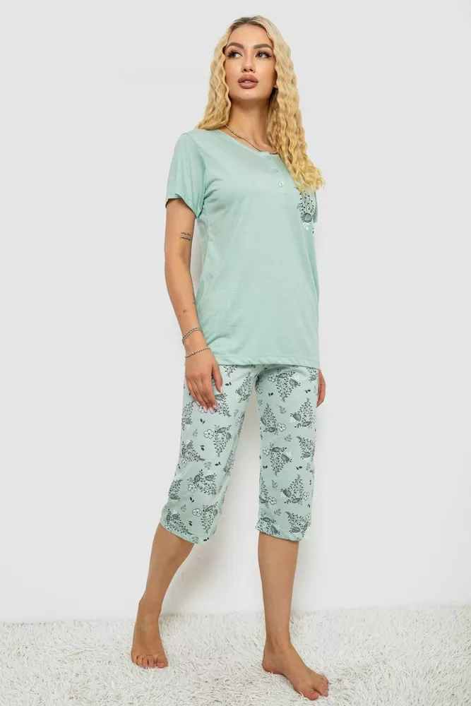Купити Піжама жіноча з принтом, колір м'ятний, 243R10305 - Фото №3