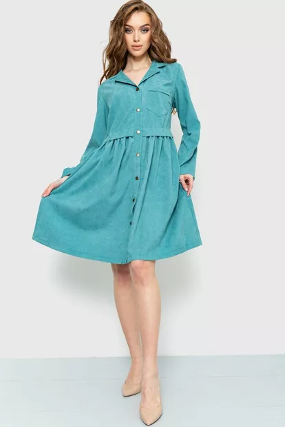 Сукня вельветова, колір світло-бірюзовий, 230R020