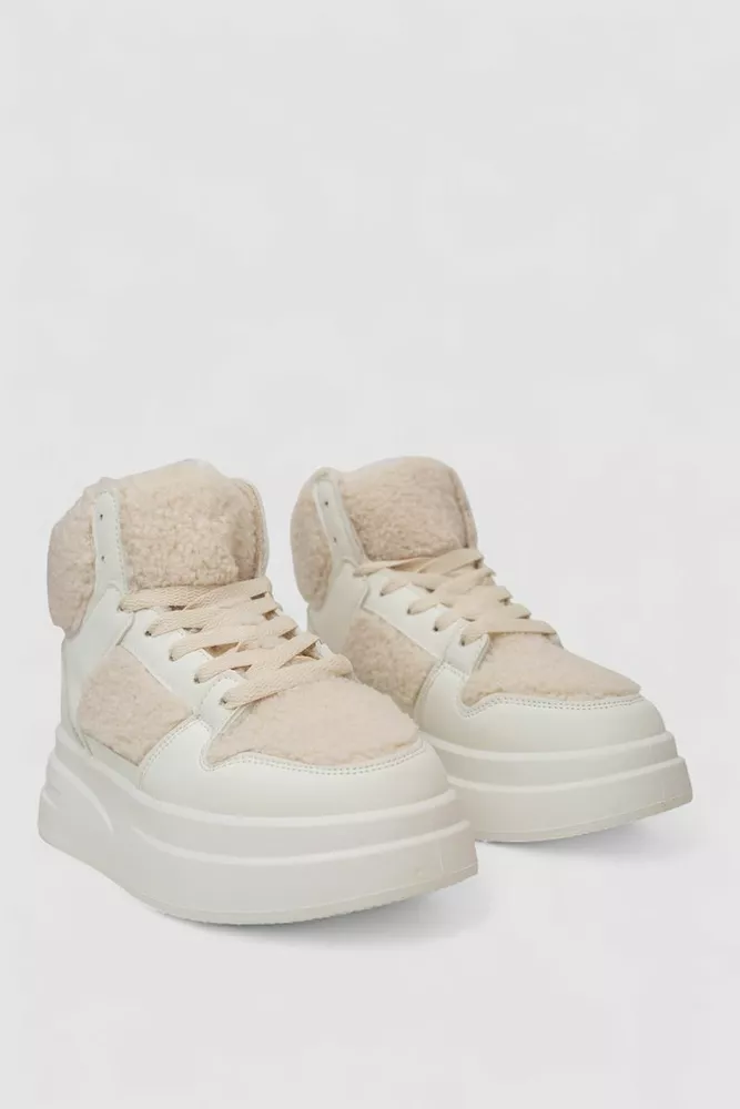 Купить Кроссовки женские зимние на меху хайтопы  -уценка, цвет белый, 248RLM30-U - Фото №3