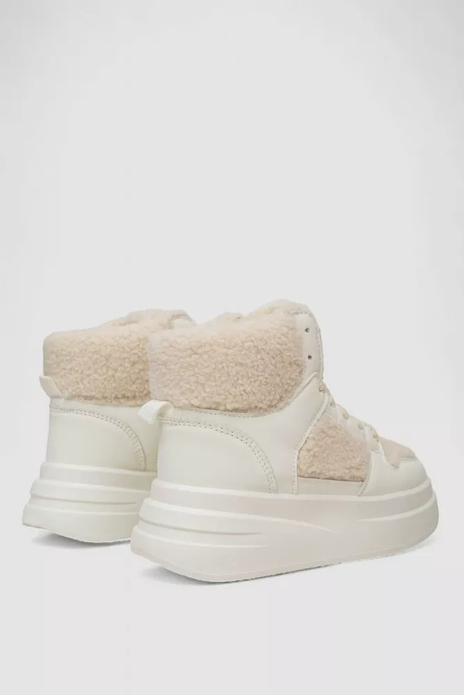 Купить Кроссовки женские зимние на меху хайтопы  -уценка, цвет белый, 248RLM30-U - Фото №4