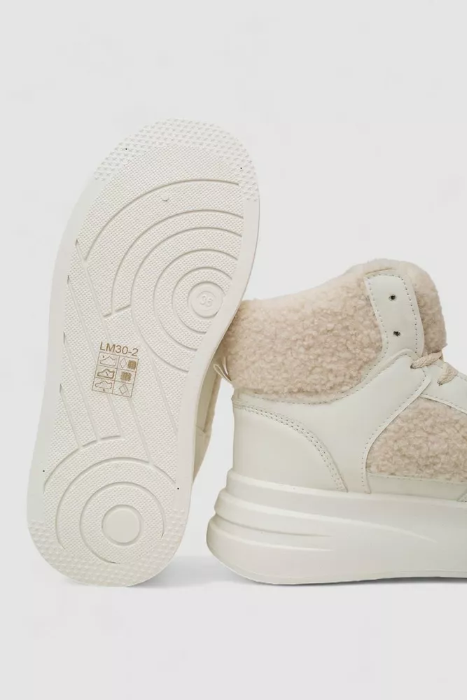 Купить Кроссовки женские зимние на меху хайтопы  -уценка, цвет белый, 248RLM30-U - Фото №5