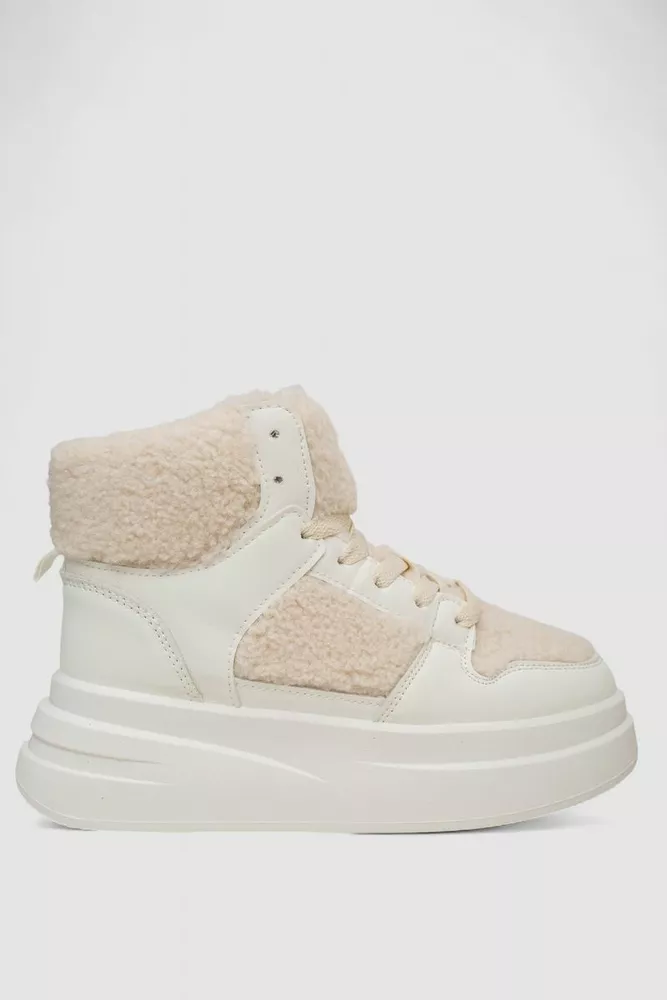 Купить Кроссовки женские зимние на меху хайтопы  -уценка, цвет белый, 248RLM30-U - Фото №1