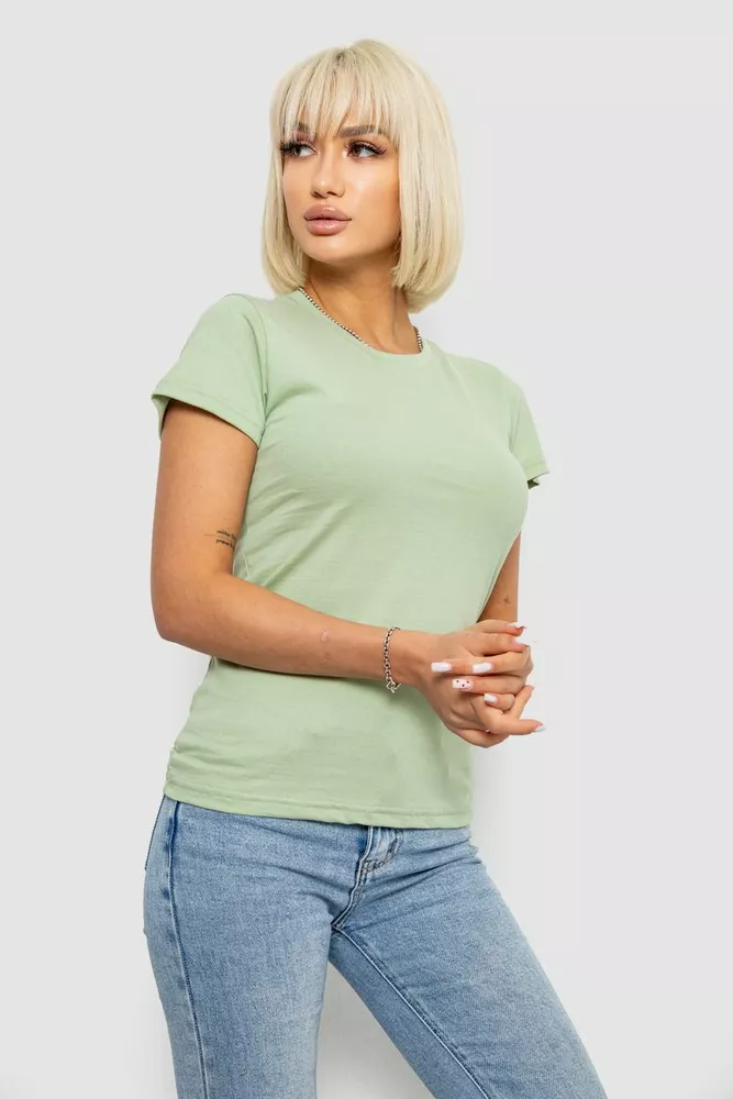 Купить Футболка женская однотонная  -уценка, цвет оливковый, 129R8900-U-2 - Фото №3