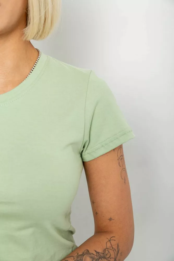 Купить Футболка женская однотонная  -уценка, цвет оливковый, 129R8900-U-3 - Фото №5