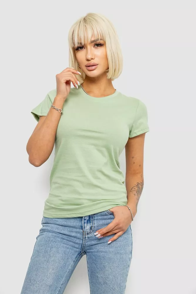 Купить Футболка женская однотонная  -уценка, цвет оливковый, 129R8900-U-3 - Фото №1