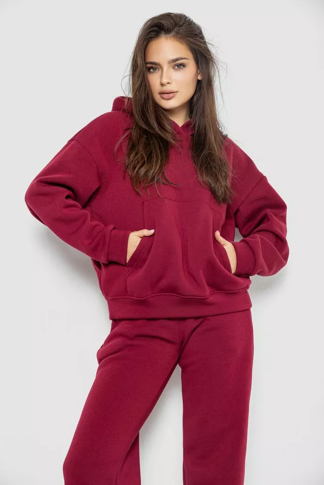 Купити Спортивний костюм жіночий на флісі, колір бордовий, 241R2001-2 - Фото №2