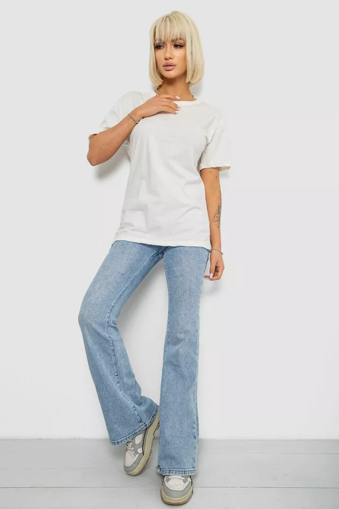 Купити Футболка жіноча однотонна  -уцінка, колір молочний, 129R8900-2-U-3 - Фото №2