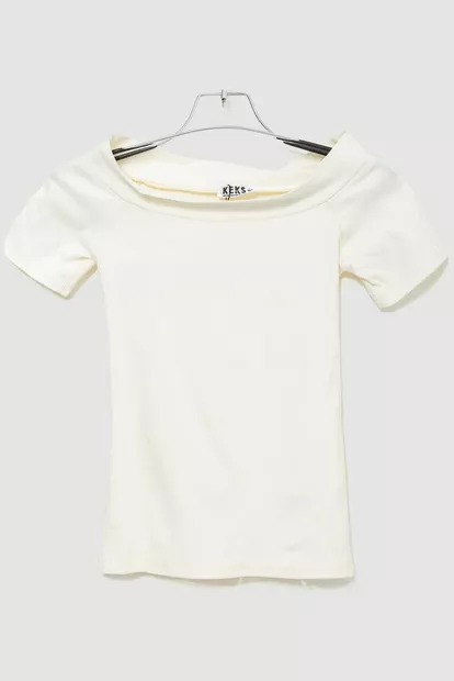 Футболка-блуза жіноча стрейч  -уцінка, колір молочний, 186R016-U-1