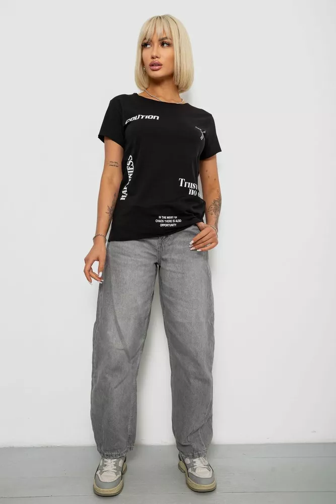 Купить Футболка женская с принтом, цвет черный, 244R2214-5 - Фото №2