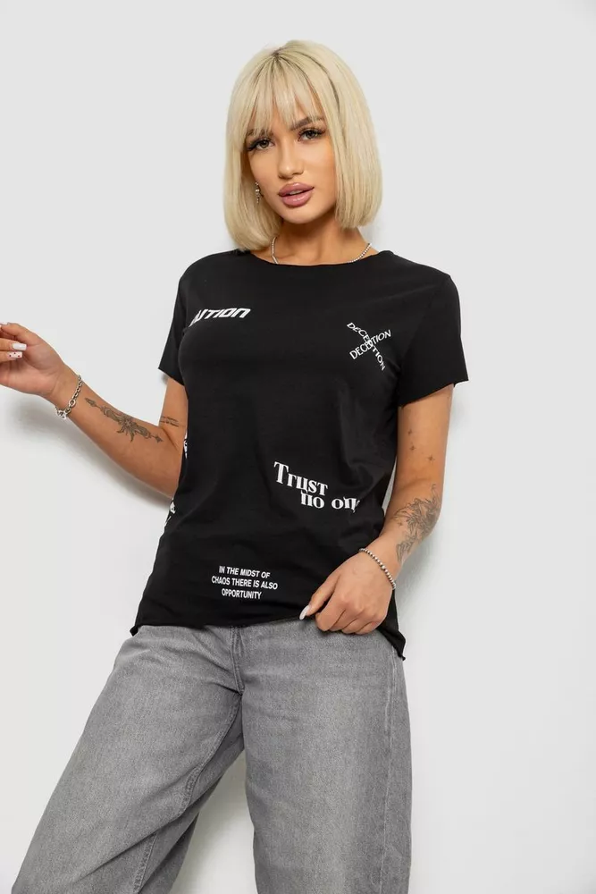 Купить Футболка женская с принтом, цвет черный, 244R2214-5 - Фото №3