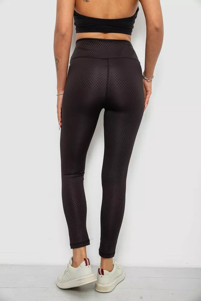 Купити Лосини жіночі однотонні з принтом, колір чорний, 214R924 оптом - Фото №4