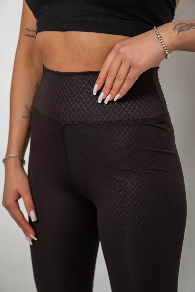 Купити Лосини жіночі однотонні з принтом, колір чорний, 214R924 оптом - Фото №5