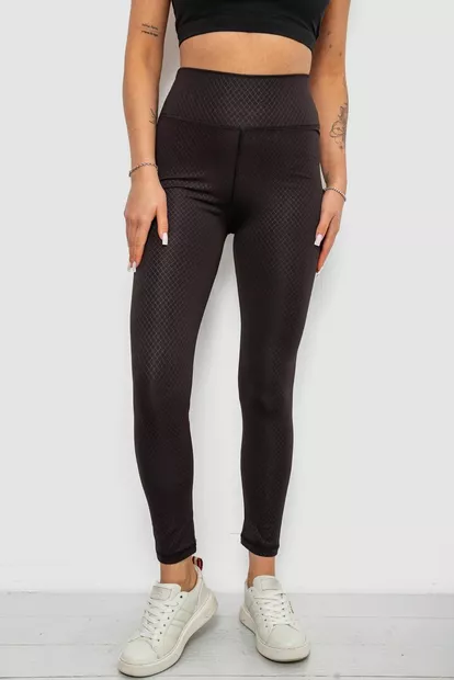 Лосини жіночі однотонні з принтом, колір чорний, 214R924