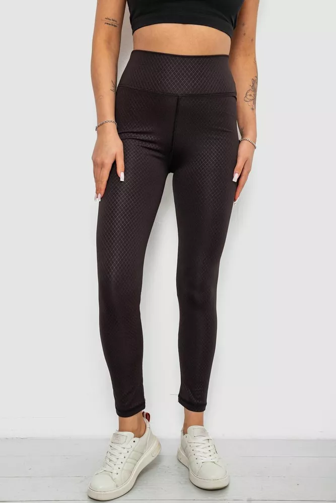 Купити Лосини жіночі однотонні з принтом, колір чорний, 214R924 оптом - Фото №1