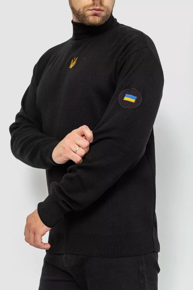 Купити Гольф чоловічий з вишивкою тризуб, колір чорний, 161R07 - Фото №3