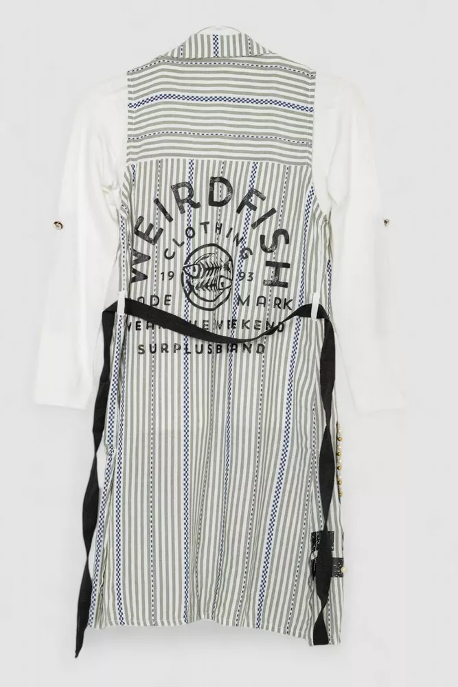 Купити Кардиган дитячий у комплекті з лонгслівом  -уцінка, колір молочно-оливковий, 247R1018-U-12 - Фото №2