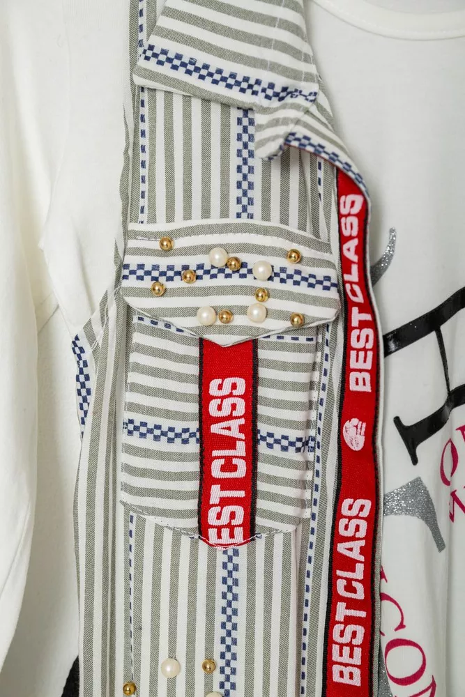 Купити Кардиган дитячий у комплекті з лонгслівом  -уцінка, колір молочно-оливковий, 247R1018-U-12 - Фото №3