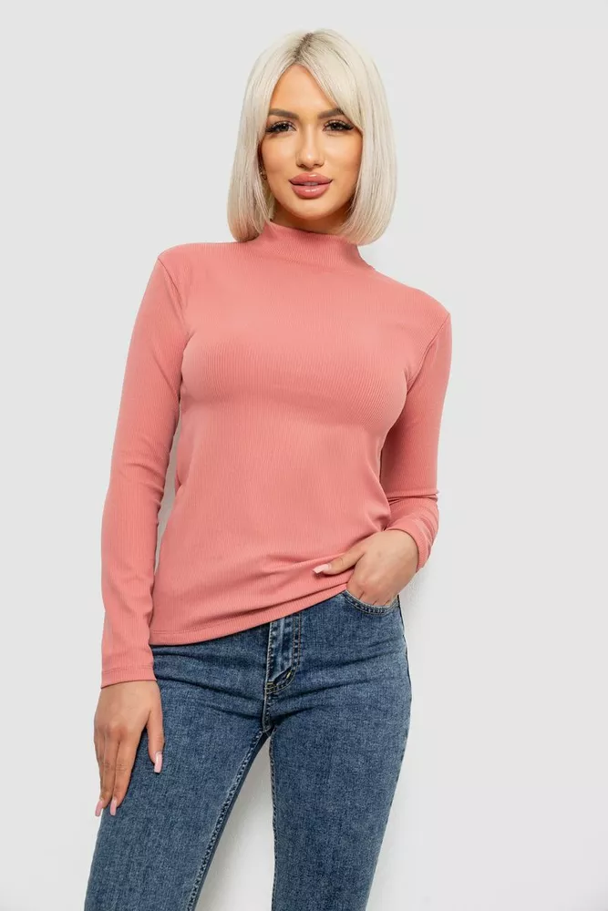 Купити Гольф жіночий однотонний в рубчик, колір кораловий, 214R332 - Фото №1