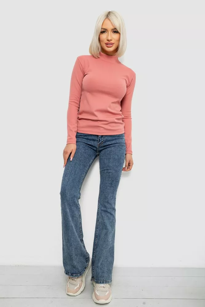 Купити Гольф жіночий однотонний в рубчик, колір кораловий, 214R332 - Фото №2