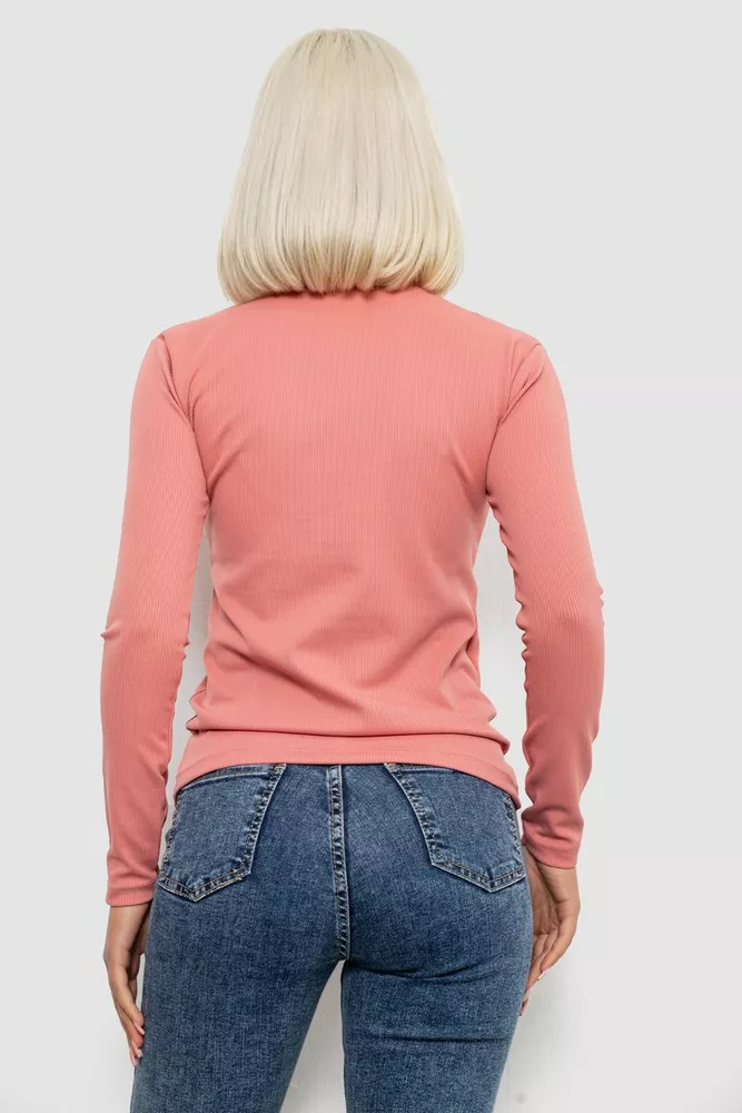 Купити Гольф жіночий однотонний в рубчик, колір кораловий, 214R332 - Фото №4