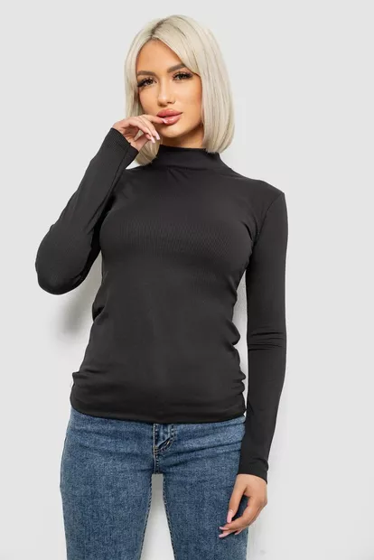 Гольф жіночий однотонний в рубчик, колір чорний, 214R332