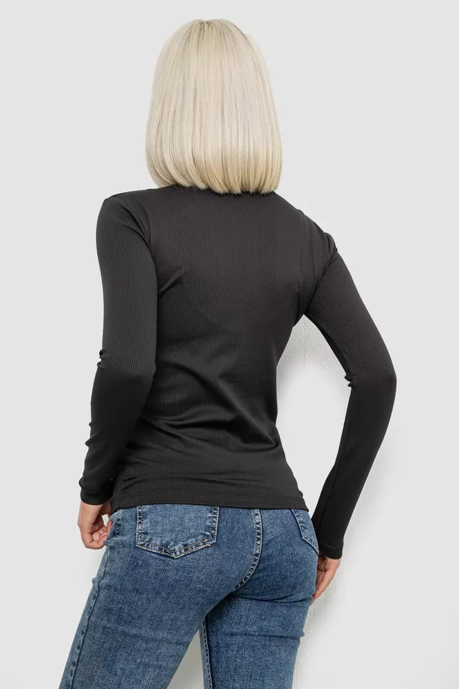 Купити Гольф жіночий однотонний в рубчик, колір чорний, 214R332 - Фото №4