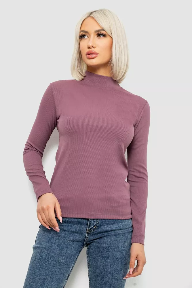 Купити Гольф жіночий однотонний в рубчик, колір сливовий, 214R332 - Фото №1