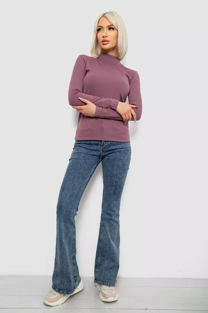 Купити Гольф жіночий однотонний в рубчик, колір сливовий, 214R332 - Фото №2