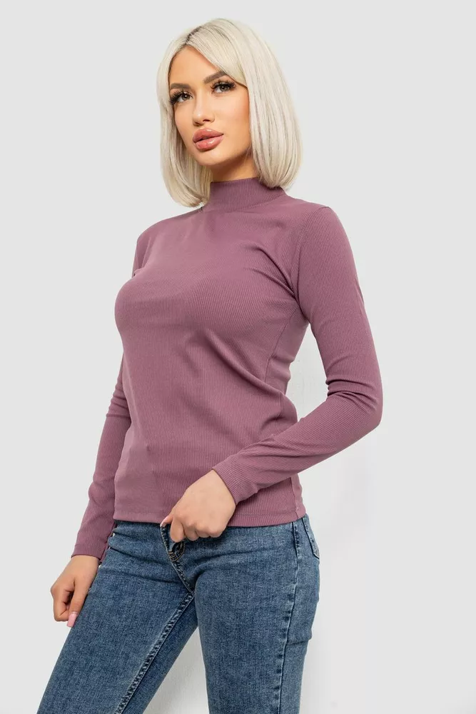 Купити Гольф жіночий однотонний в рубчик, колір сливовий, 214R332 - Фото №3