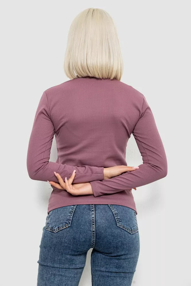 Купити Гольф жіночий однотонний в рубчик, колір сливовий, 214R332 - Фото №4