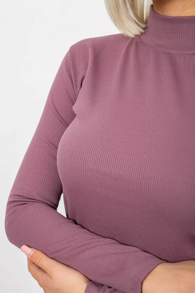 Купити Гольф жіночий однотонний в рубчик, колір сливовий, 214R332 - Фото №5