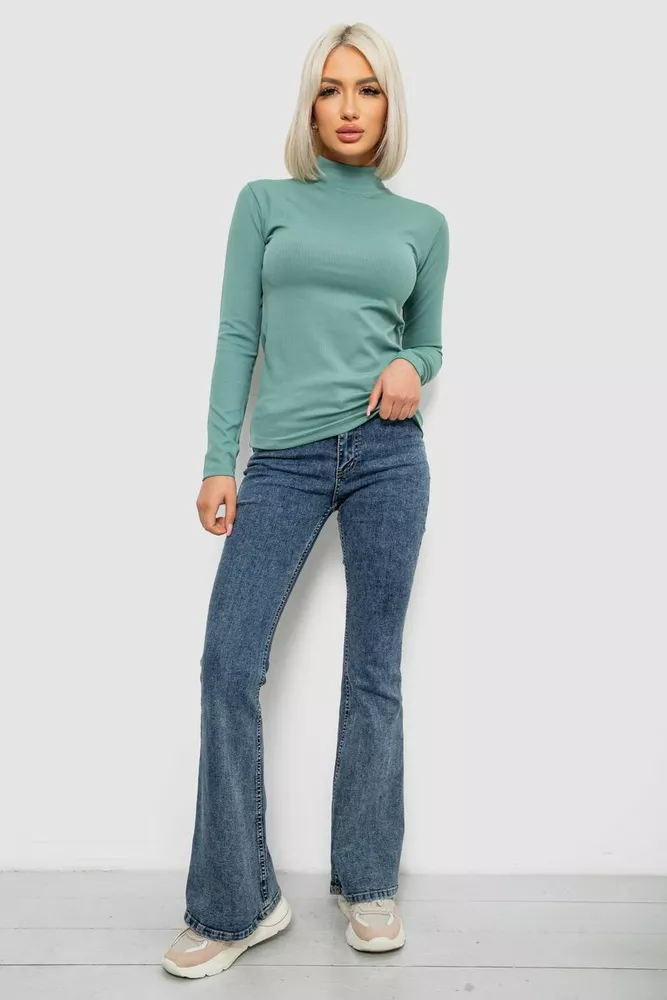 Купити Гольф жіночий однотонний в рубчик, колір оливковий, 214R332 - Фото №2