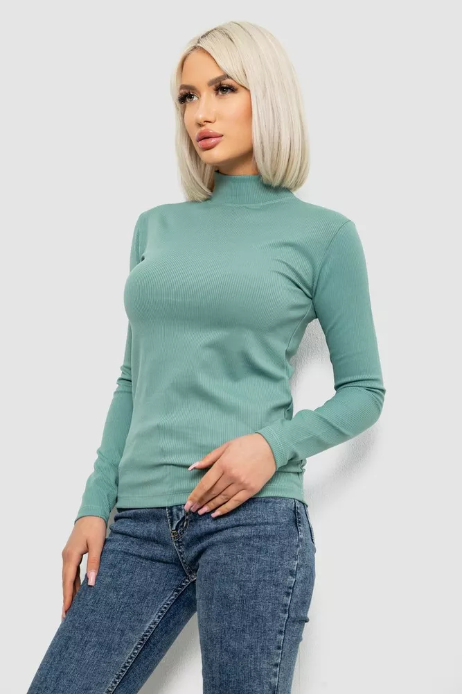 Купити Гольф жіночий однотонний в рубчик, колір оливковий, 214R332 - Фото №3